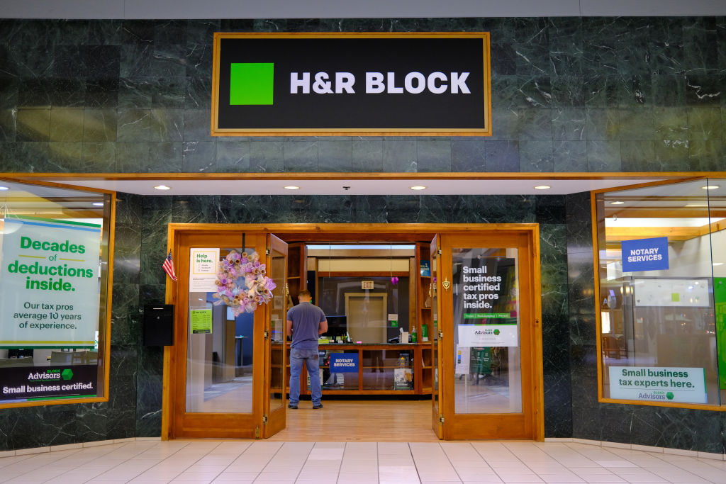 A man seen inside an H&R Block tax preparation location at the Susquehanna Valley Mall. (Photo by Paul Weaver—SOPA Images/LightRocket/Getty Images)