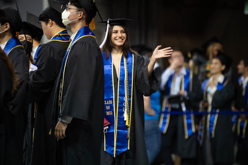 UCLA graduates from the College of Letters and Science enter Pauley Pavilion for their commencement ceremony at their Westwood campus, as seen in June 2022. (Photo by Sarah Reingewirtz—MediaNews Group/Los Angeles Daily News/Getty Images)