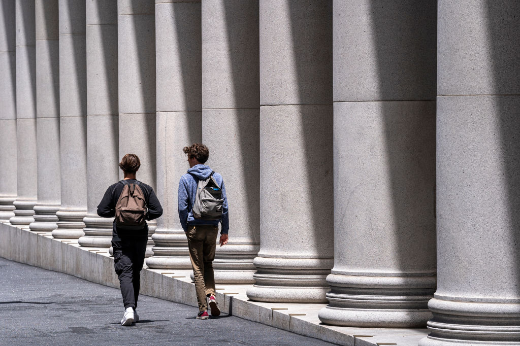 Pedestrians in the financial district of San Francisco, California, as seen in July 2022. (Photographer: David Paul Morris—Bloomberg/Getty Images)