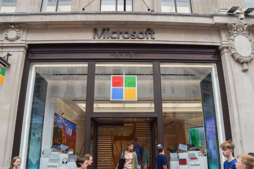 General view of the Microsoft store in Oxford Circus. (Photo by Vuk Valcic—SOPA Images/LightRocket/Getty Images)
