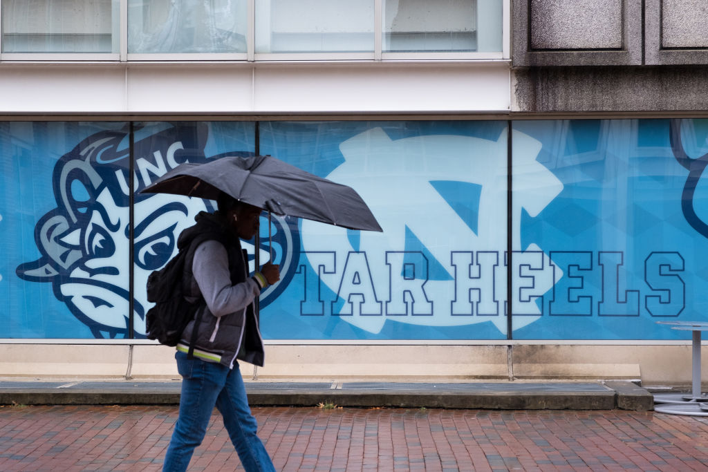 Students walk near the student union at The University of North Carolina at Chapel Hill, in Chapel Hill, North Carolina, as seen in September 2022.(Photo by Cornell Watson—The Washington Post/Getty Images)