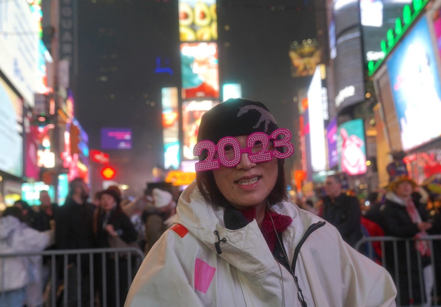 People gather to celebrate the new year at Times Square in New York, as seen in December 2022. (Photo by Selcuk Acar—Anadolu Agency/Getty Images)