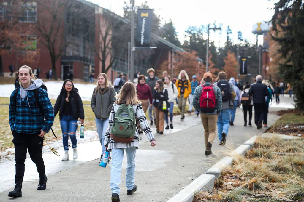 University of Idaho students on campus, as seen in January 2023 in Moscow, Idaho. (Angela Palermo—Idaho Statesman/Tribune News Service/Getty Images)