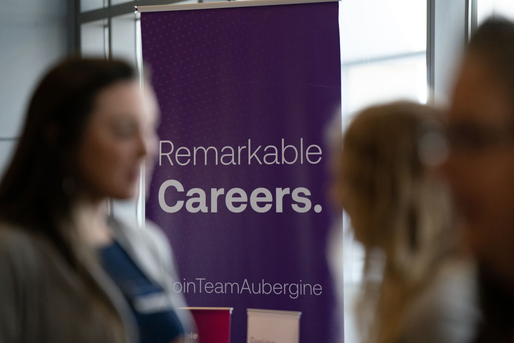 A healthcare career fair at Cape Fear Community College in Wilmington, North Carolina, as seen in February 2023. (Photographer: Allison Joyce—Bloomberg/Getty Images)