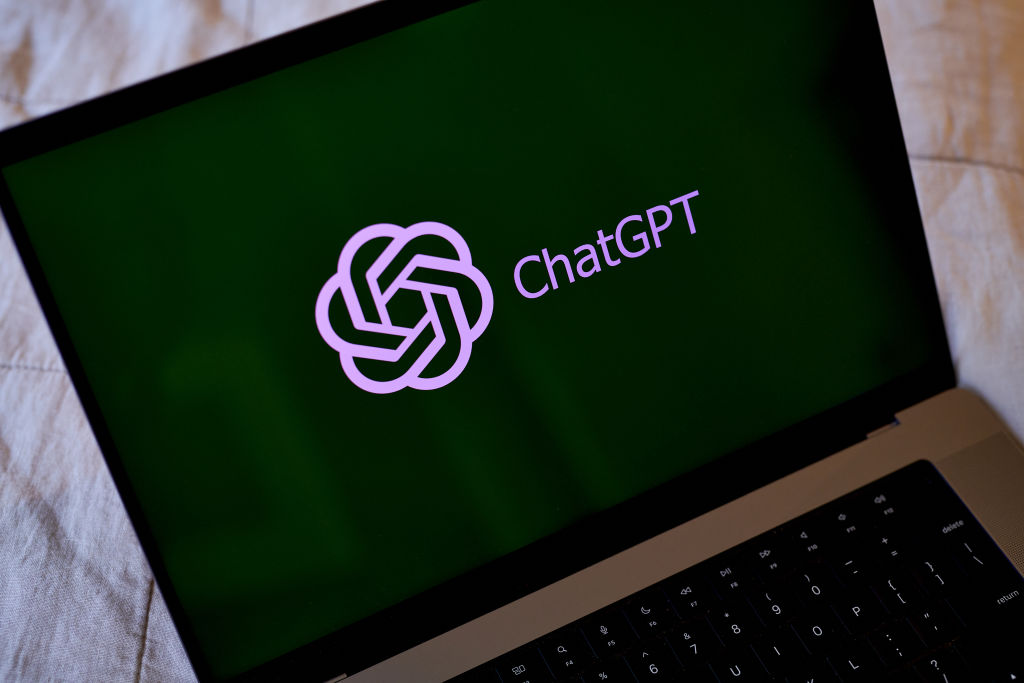 The ChatGPT logo on a laptop computer arranged in Brooklyn, as seen in March 2023. (Photographer: Gabby Jones—Bloomberg/Getty Images)