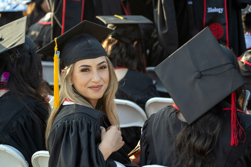 Graduates during the commencement ceremony for California State University Northridge, as seen in May 2023. (Photo by Hans Gutknecht—MediaNews Group/Los Angeles Daily News/Getty Images)