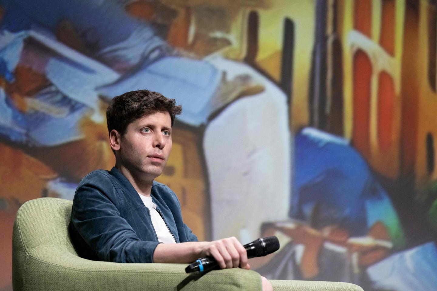 OpenAI CEO Sam Altman addresses a speech during a meeting, at the Station F in Paris on May 26, 2023.