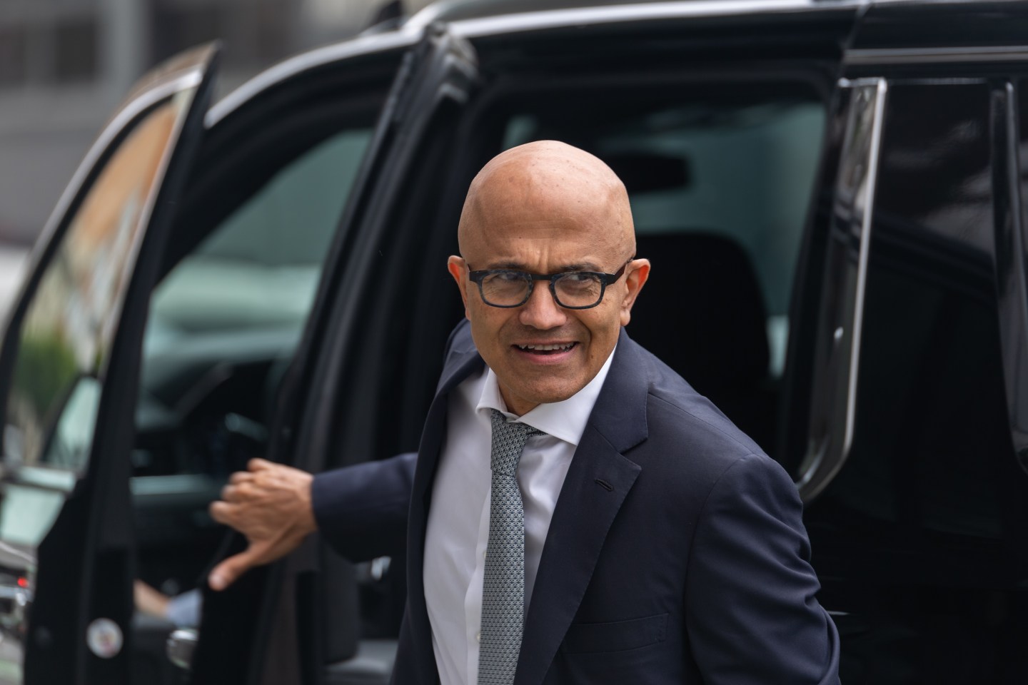 Microsoft CEO Satya Nadella arrives to court in June in a bid to persuade a federal judge in California to reject the Federal Trade Commission's effort to block a $69 billion deal with Activision-Blizzard.