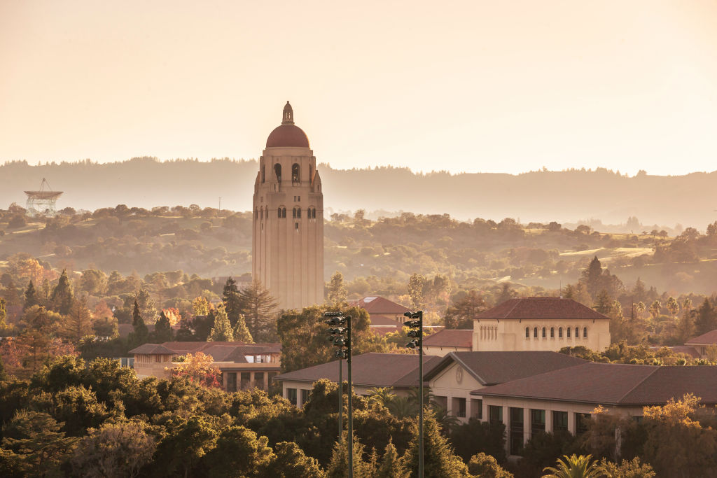 A view of Hoover Tower and the Stanford University campus, as seen in November 2021 in Palo Alto, California. (Photo by David Madison/Getty Images)