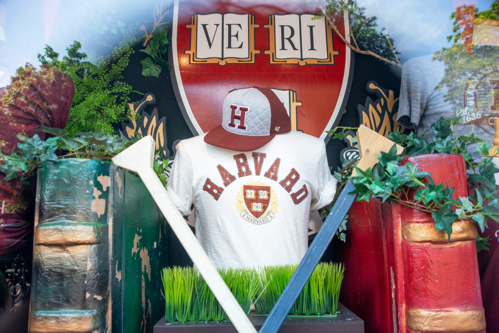 Harvard University T-shirts books and souvenirs store, as seen in Cambridge, Massachusetts in August 2021. (Photo by: Sergi Reboredo—VW Pics/Universal Images Group/Getty Images)