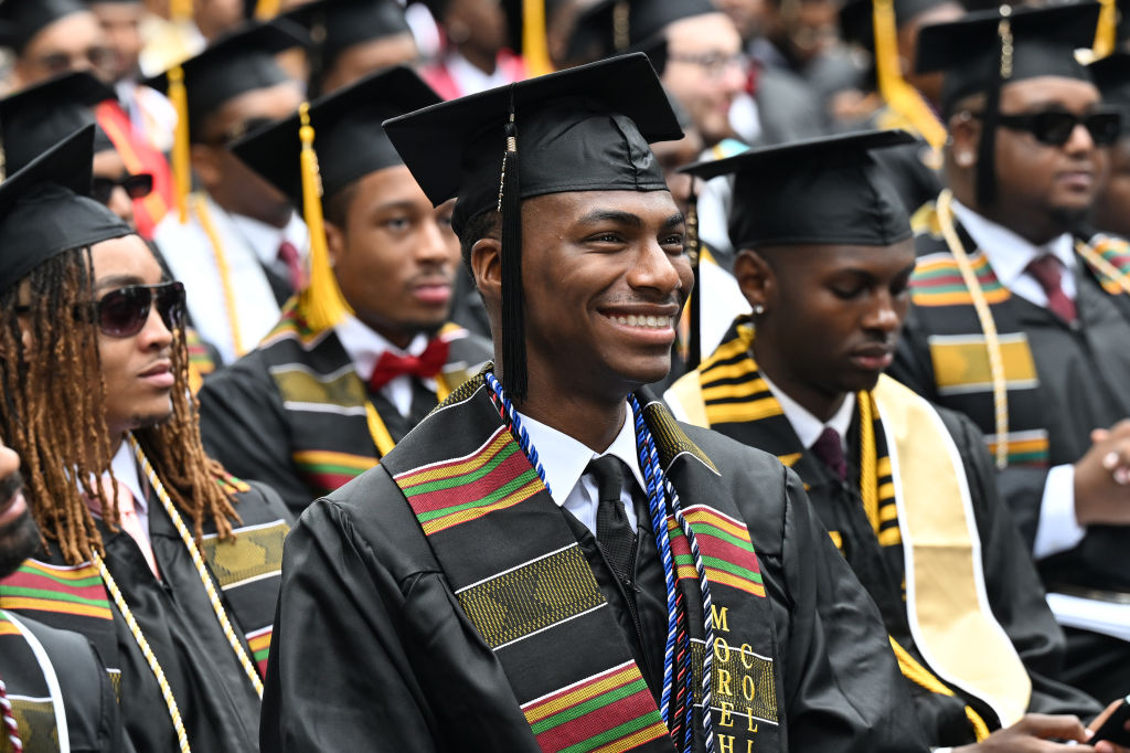Morehouse College graduates participate in the 2023 139th Morehouse College Commencement Ceremony at Morehouse College, as seen in May 2023 in Atlanta, Georgia. (Photo by Paras Griffin/Getty Images)