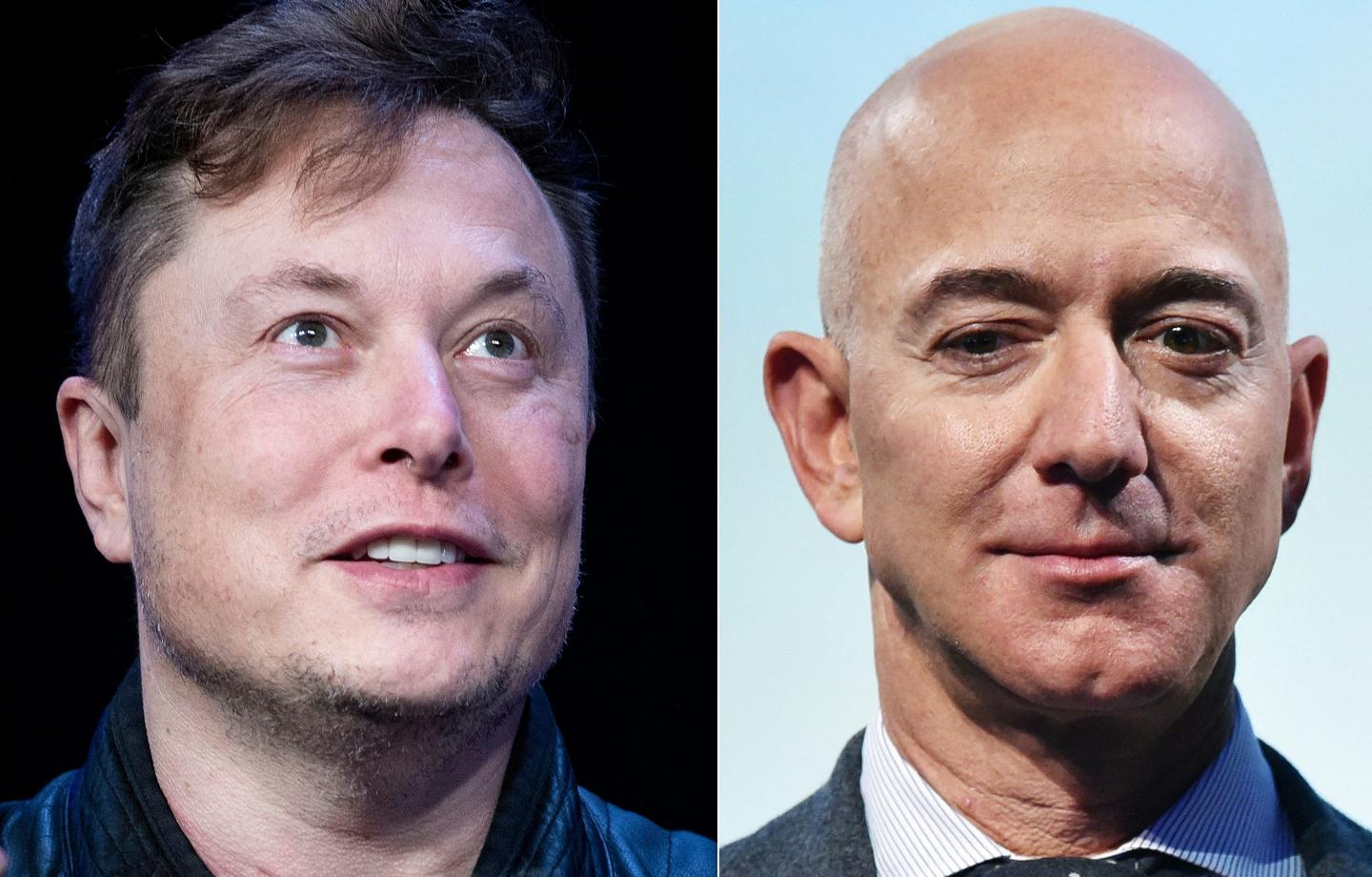 Photos of Elon Musk (left) and Jeff Bezos