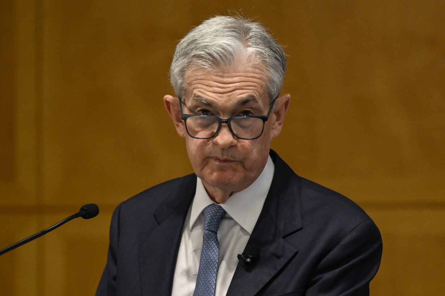 Powell speaking to the IMF in November.