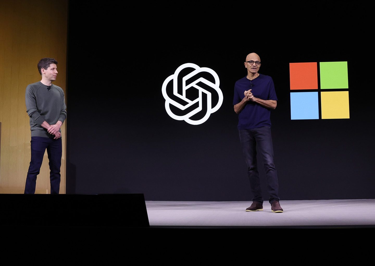 Sam Altman of OpenAI (left) and Microsoft CEO Satya Nadella.