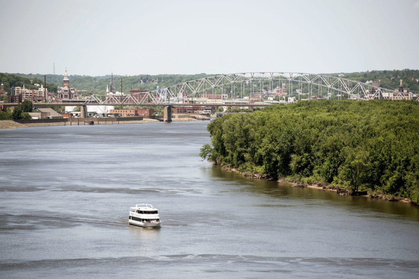 Downtown Dubuque, Iowa, seen from the Julien Dubuque Monument, in June 2018. (Photo by Lauren Justice—The Washington Post/Getty Images)