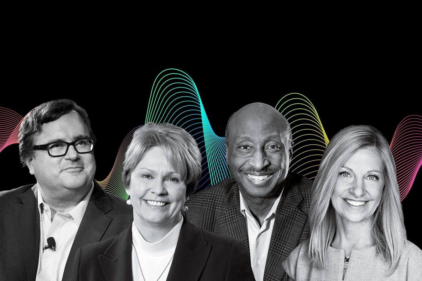 Reid Hoffman, Co-Founder, LinkedIn & Partner,
Greylock; Vicki Hollub, CEO, Occidental Petroleum;
Ken Frazier, Chairman, Health Assurance Initiatives, General Catalyst; Karen Lynch, CEO, CVS Health.