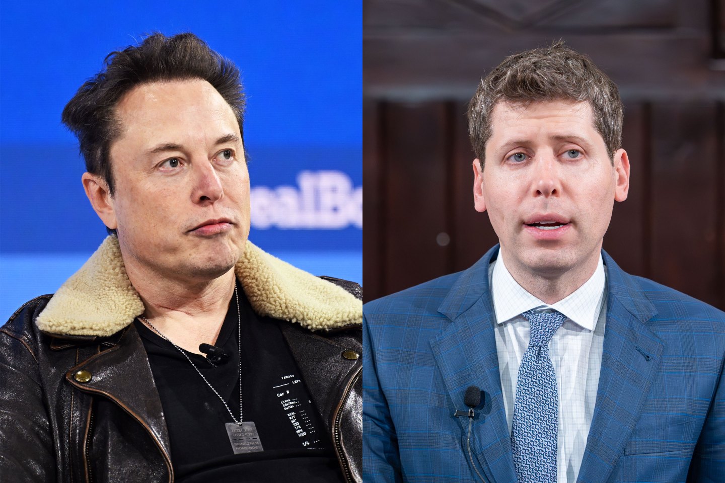 Tesla CEO Elon Musk (left) and OpenAI CEO Sam Altman.