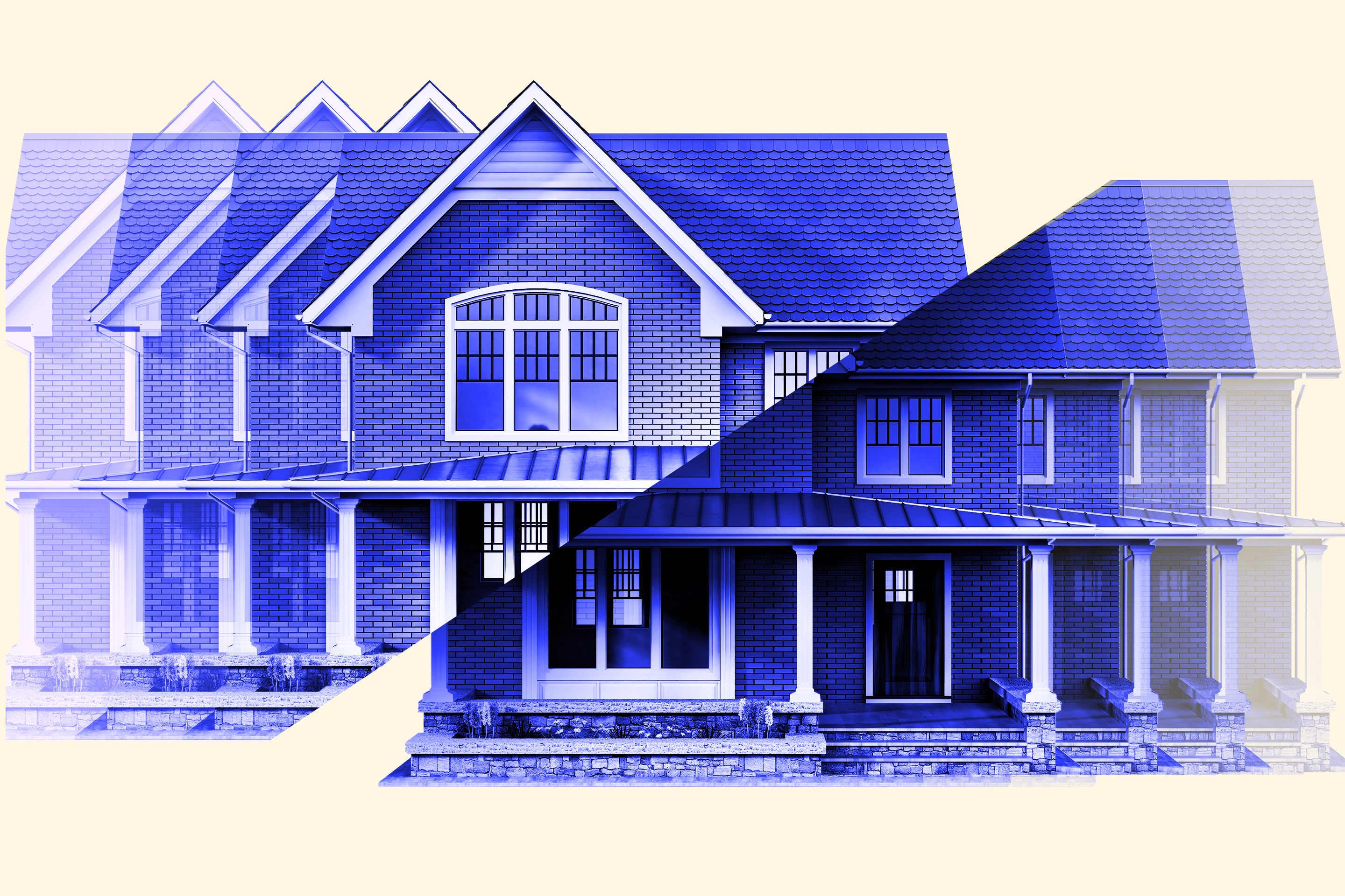Photo illustration of a house cut in half