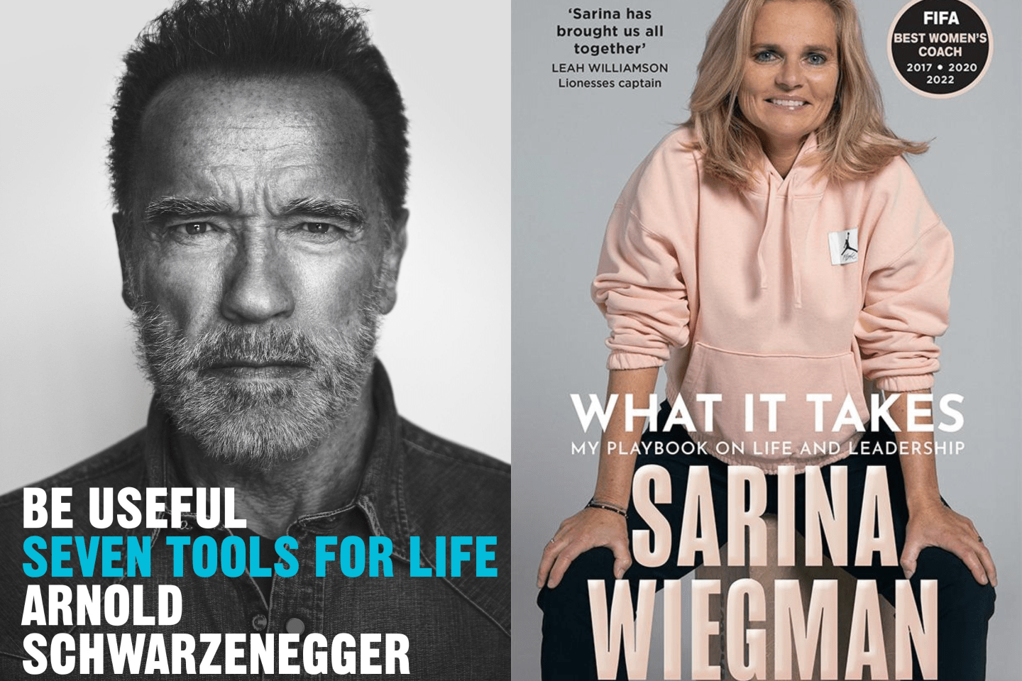 Arnold Schwarzenegger and FIFA's Sarina Wiegma's new book releases.