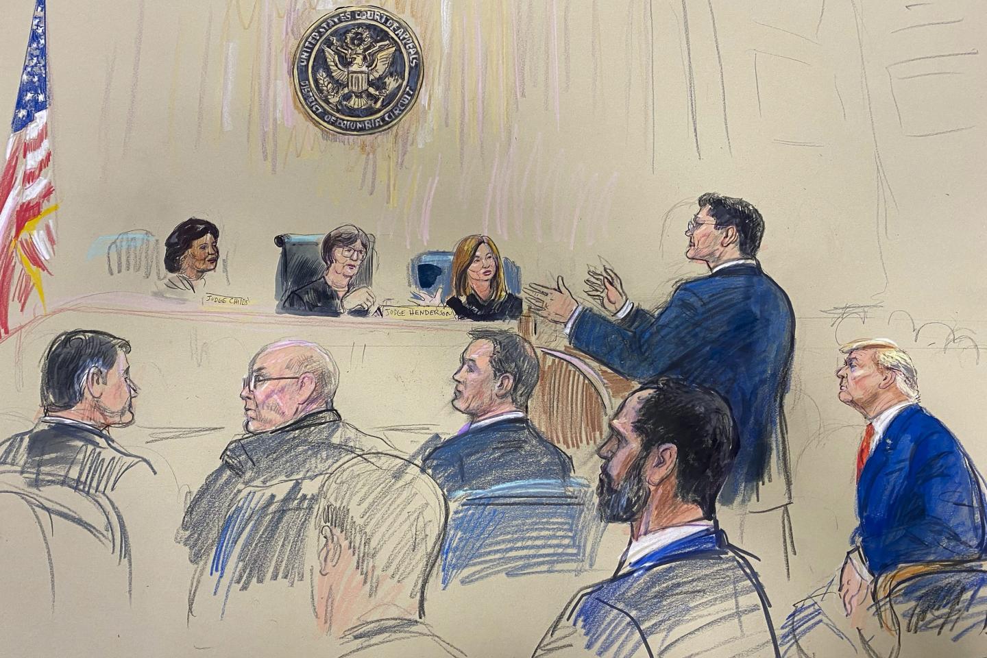 Trump appeal judges express deep skepticism that he deserves absolute immunity from prosecution as ex-president looks on