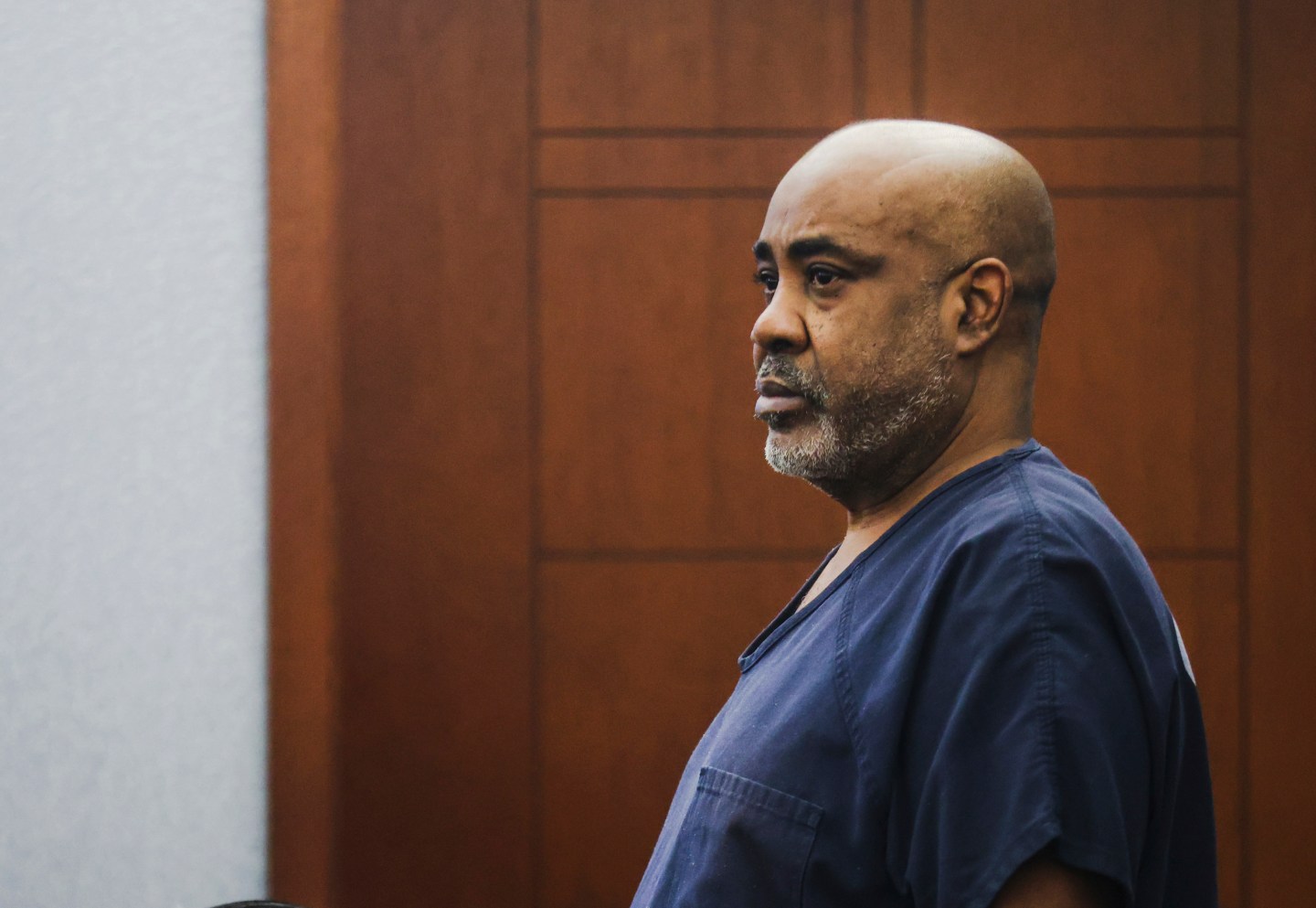Duane “Keffe D” Davis, who is accused of orchestrating the 1996 slaying of hip-hop music icon Tupac Shakur, appears in court for a hearing at the Regional Justice Center in Las Vegas, on Jan. 9, 2024.