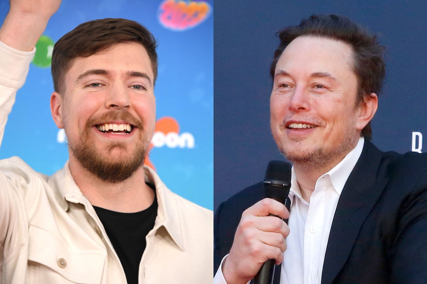 Left, MrBeast, right, Elon Musk