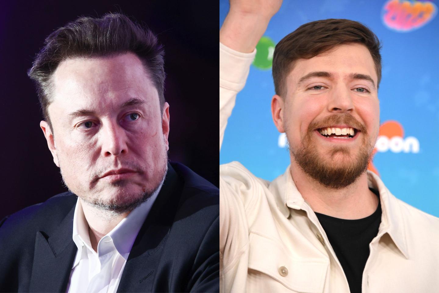 Left: Elon Musk. Right: Jimmy Donaldson, a.k.a. MrBeast