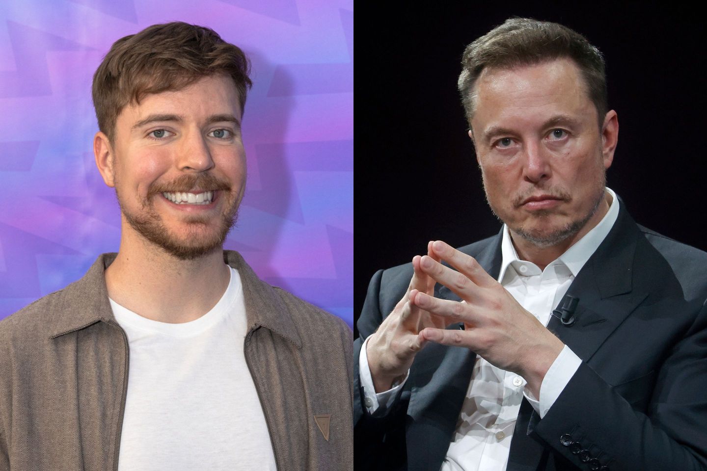Left: Jimmy Donaldson, MrBeast. Right: Elon Musk