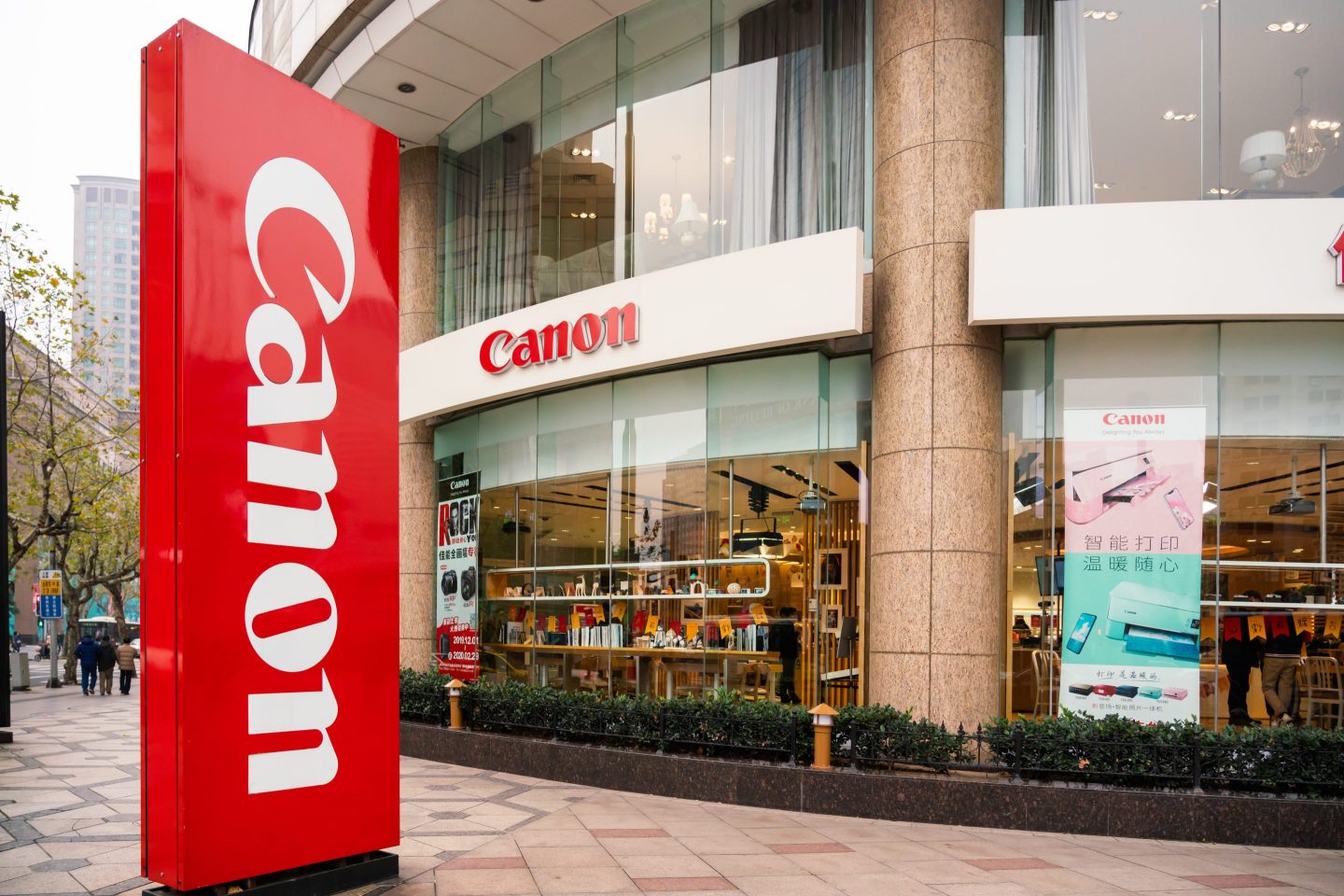 A Canon store in Shanghai in January 2020. Best known for its cameras and printers, Canon is now looking to sell its advanced chipmaking equipment as well.