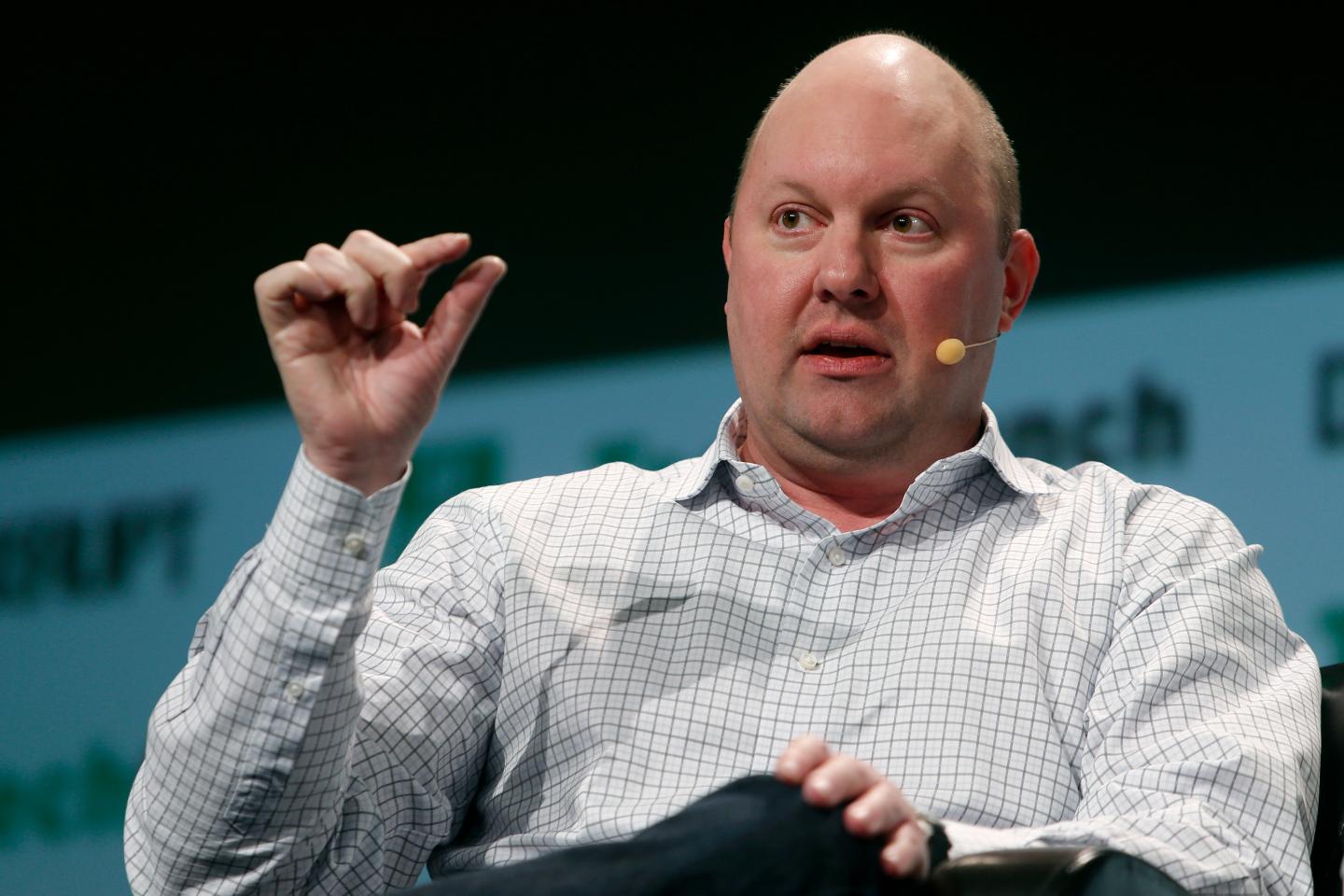 Venture capitalist Marc Andreesen onstage at an event.