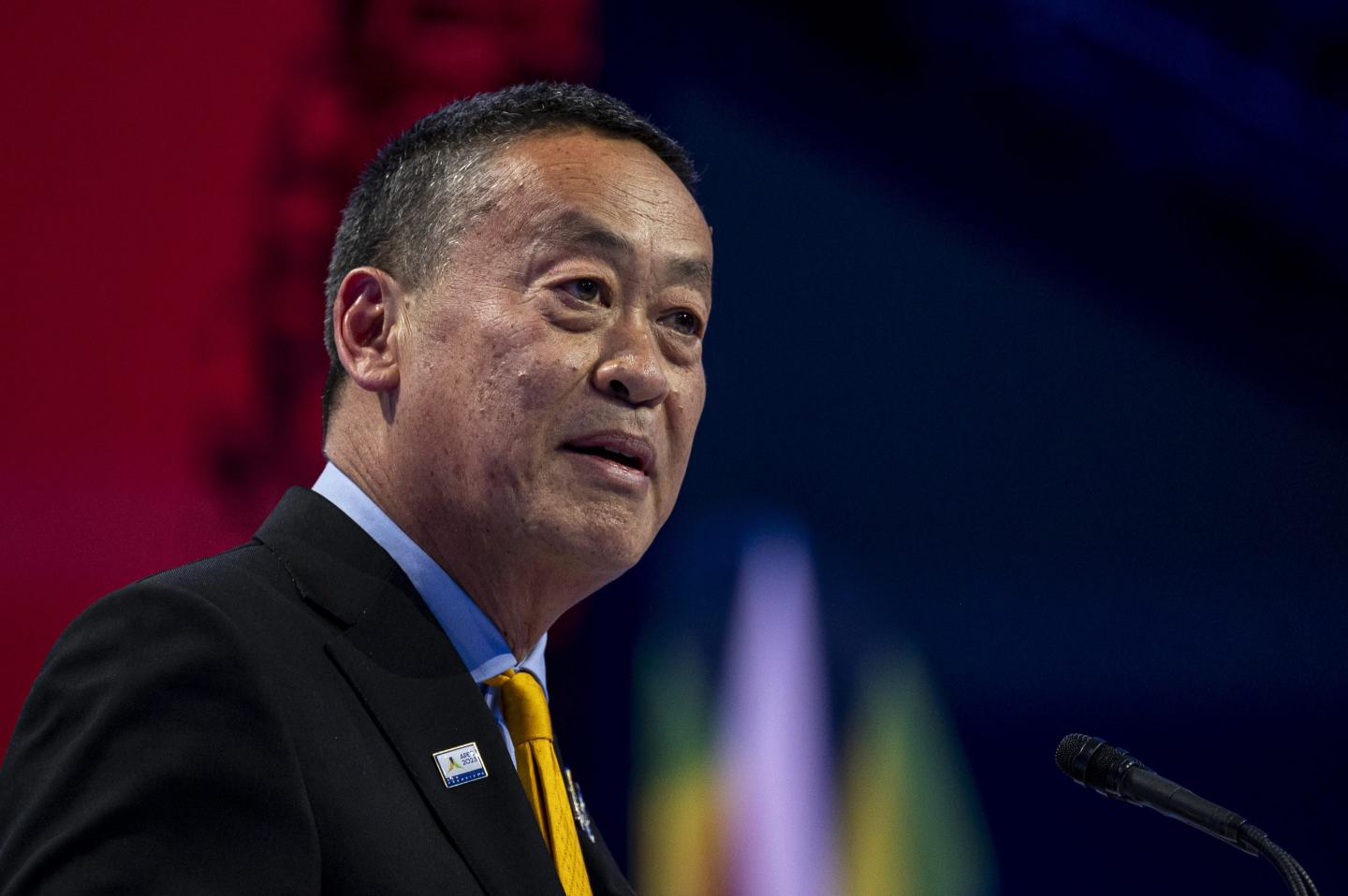Srettha Thavisin, Thailand's prime minster, speaking at a conference.