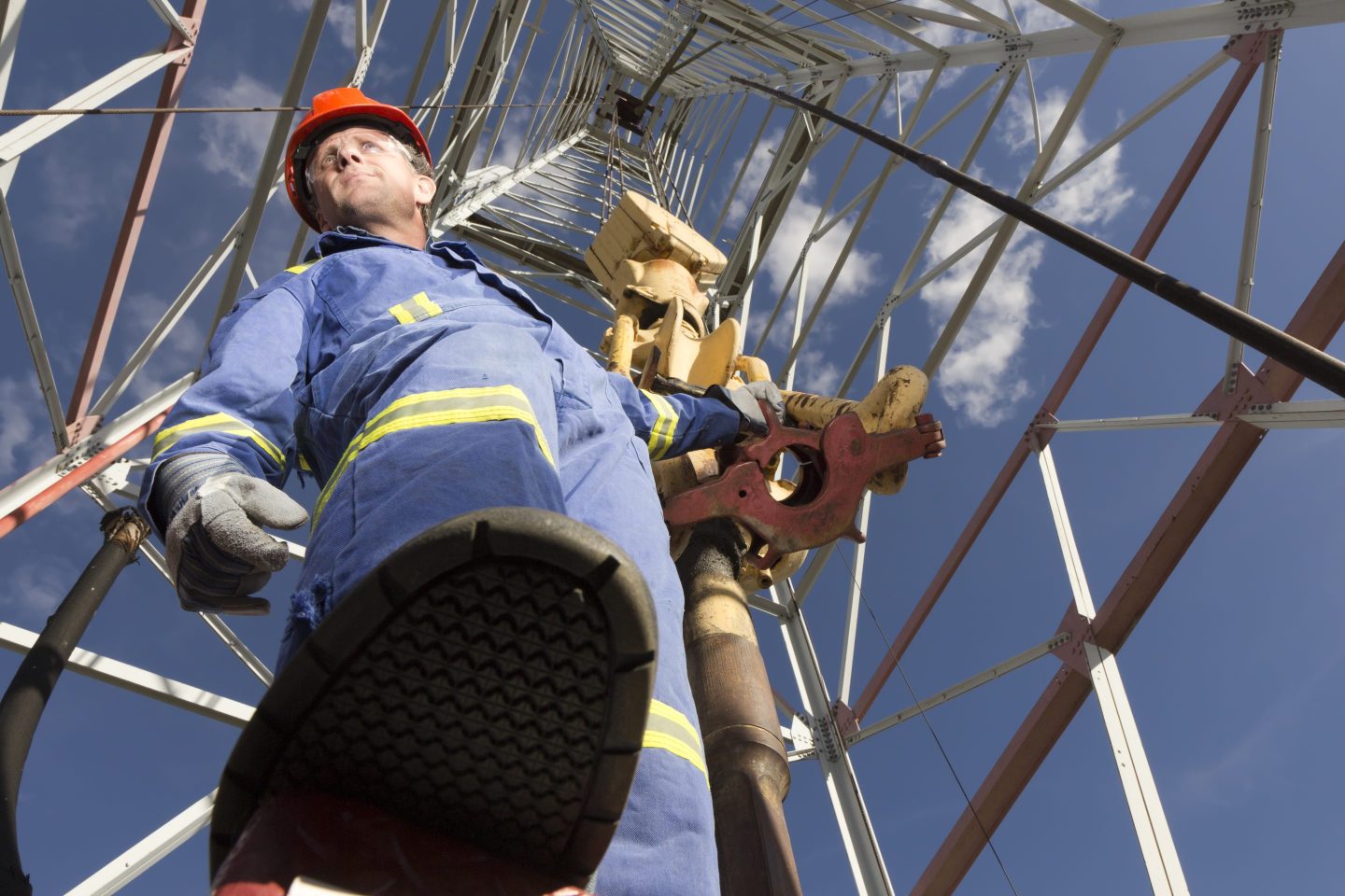 A worker on an oil rig