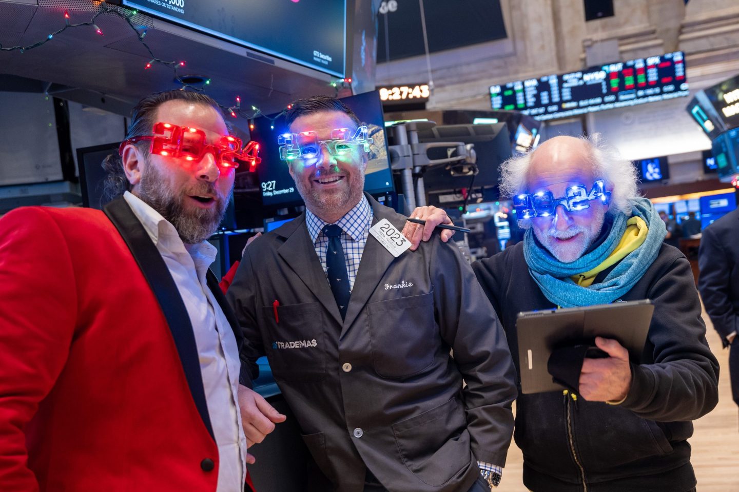 On the floor of the New York Stock Exchange on the last day of trading for the year, Dec. 29, 2023.