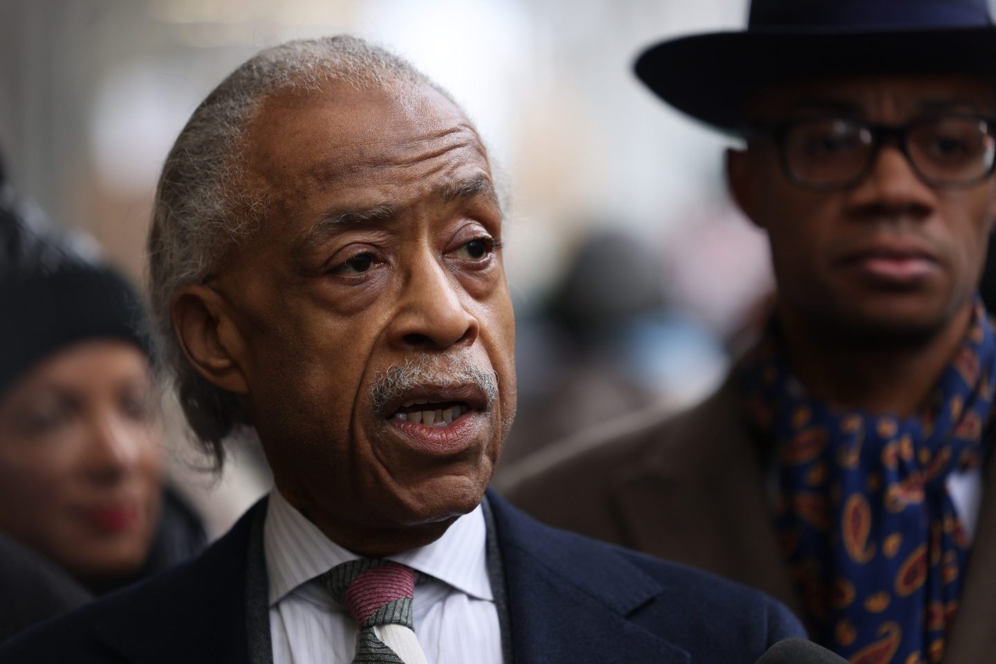 Founder and president of the National Action Network (NAN) Rev. Al Sharpton as members of NAN hold a protest outside the office of hedge fund billionaire Bill Ackman.