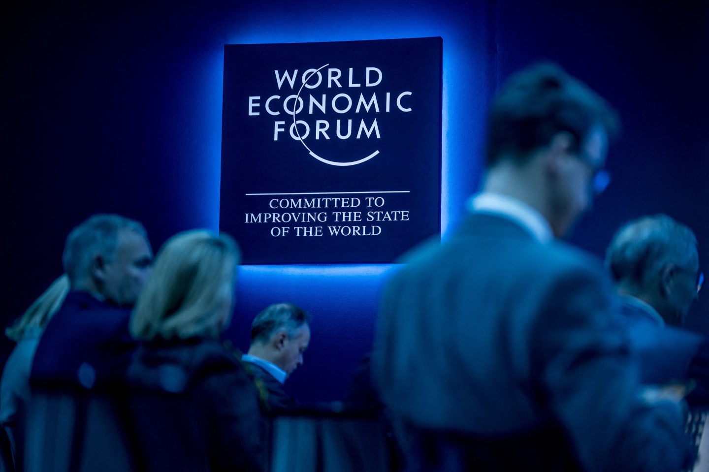 Participants wait for a session at the World Economic Forum (WEF) annual meeting in Davos, on Jan. 16.