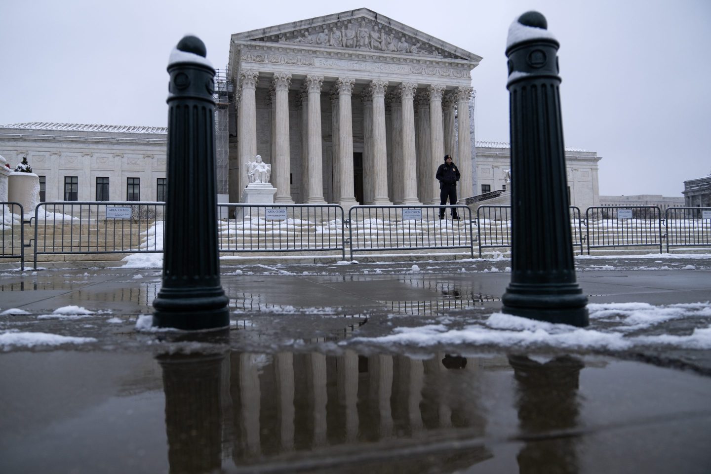The Supreme Court is pictured after 3-4 inches of snow fell across the metro area