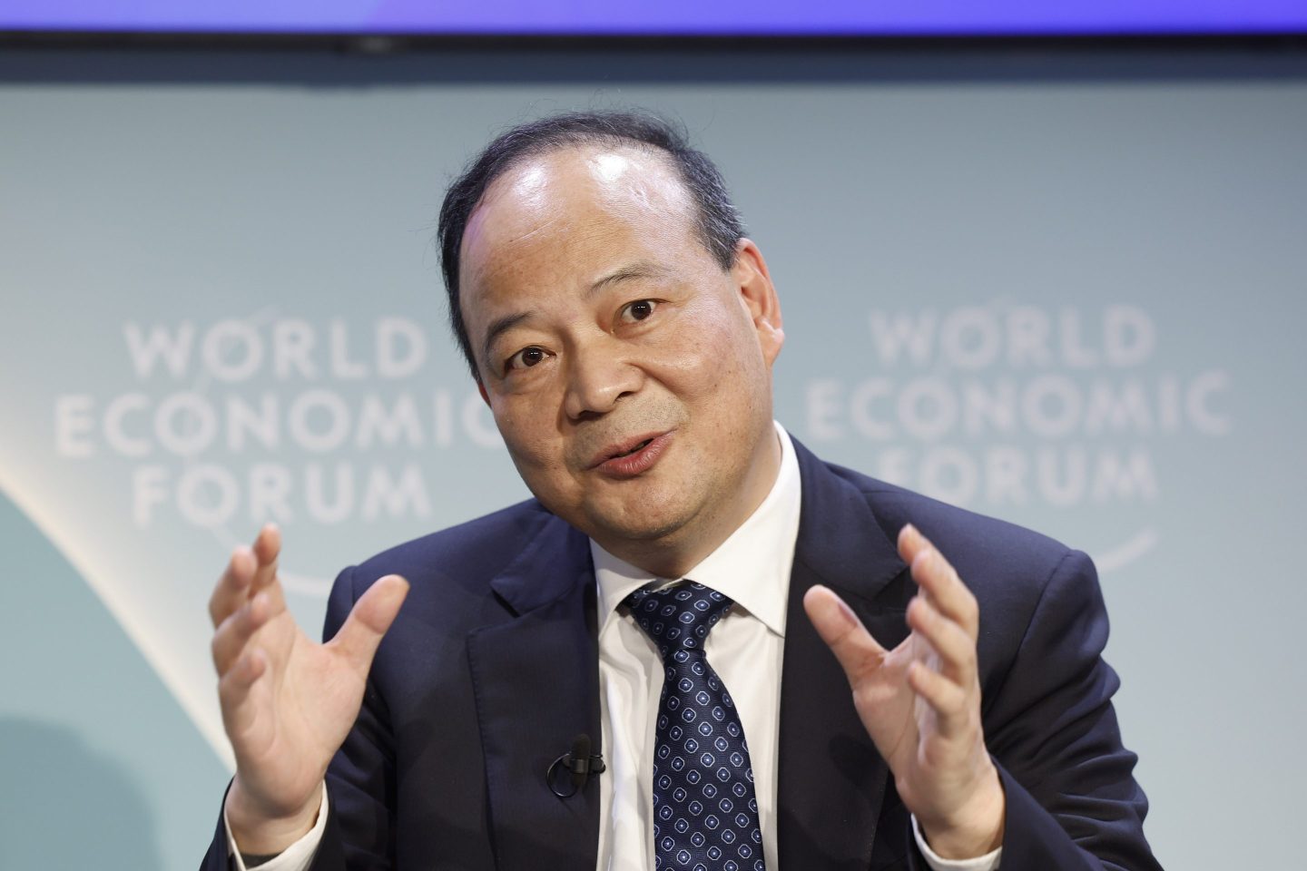 Zeng Yuqun, chairman and CEO of CATL, spoke at a panel session at the World Economic Forum in Davos on Jan. 18, 2024.