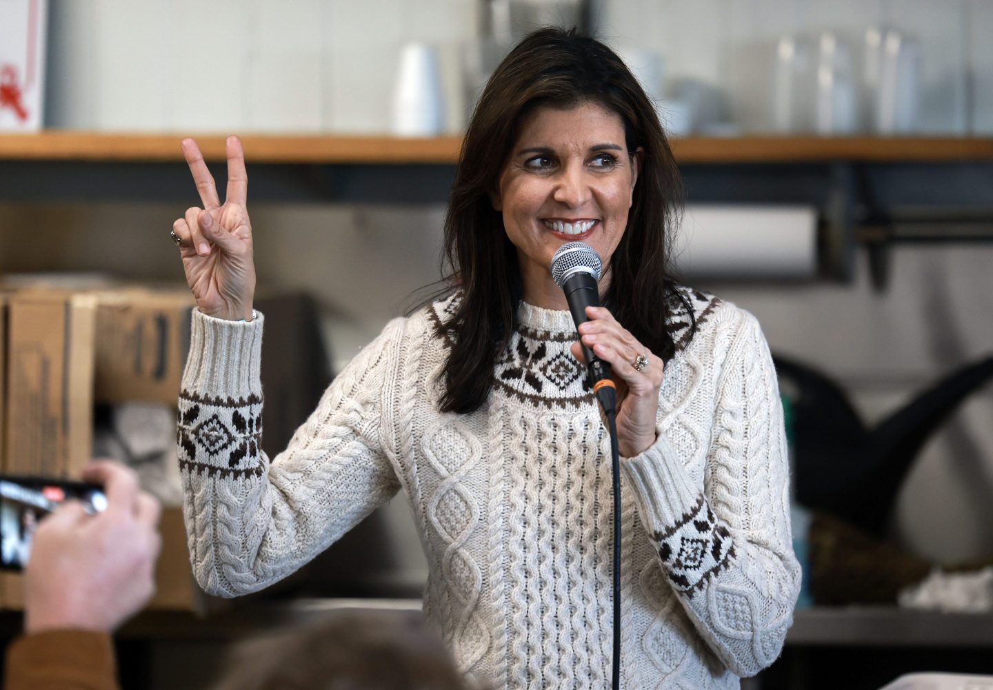 Republican presidential candidate Nikki Haley campaigns in New Hampshire on Sunday.