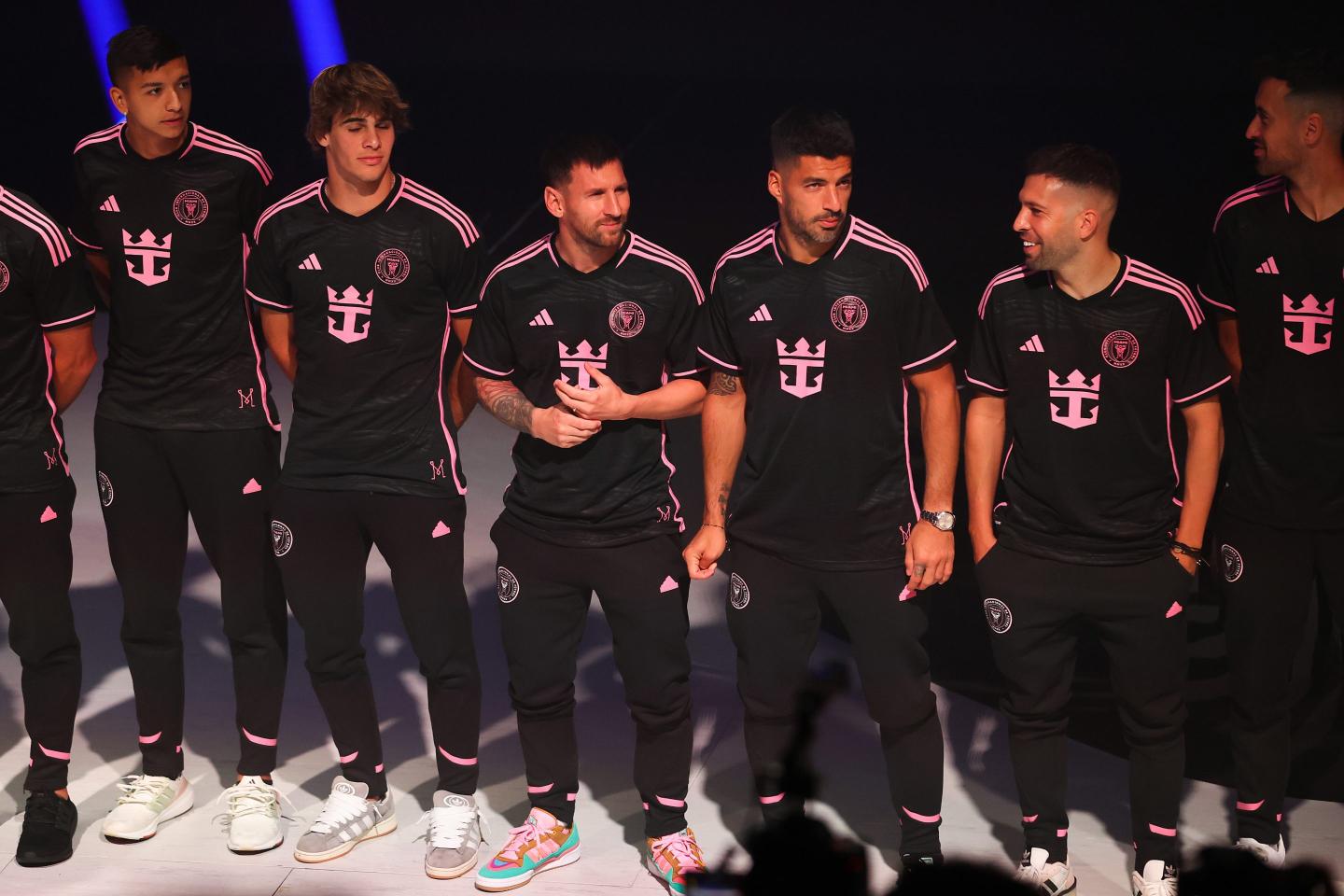 Inter Miami CF unveils the squad's new jerseys during the Royal Caribbean Inter Miami CF launch event.