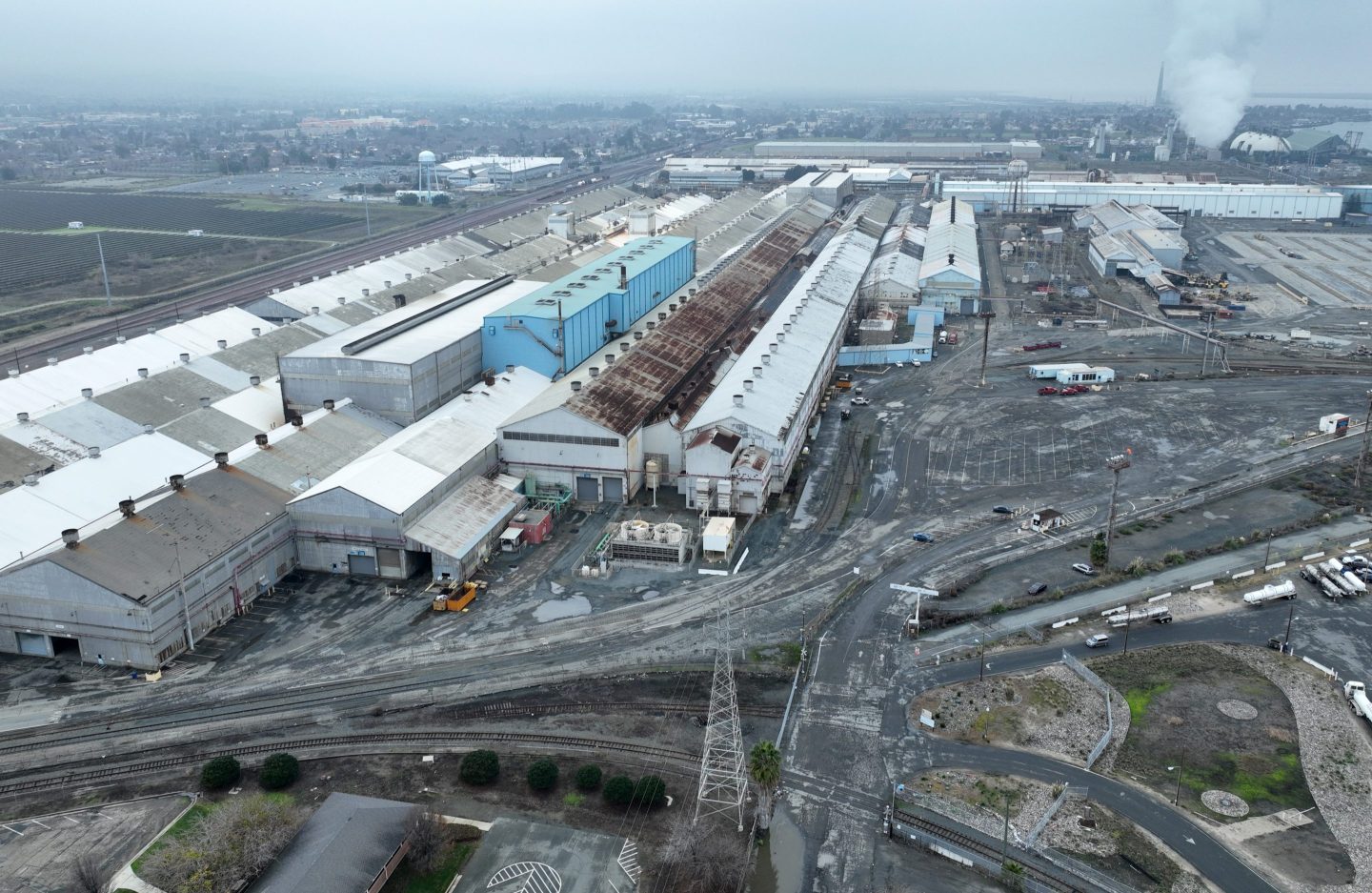 A drone view of the USS-Posco Industries UPI Steel Mill in Pittsburg