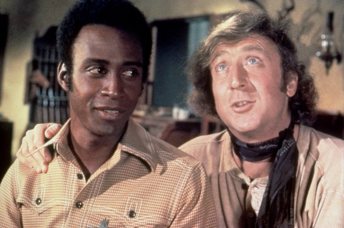Cleavon Little and Gene Wilder star in the 1974 comedy, "Blazing Saddles".
