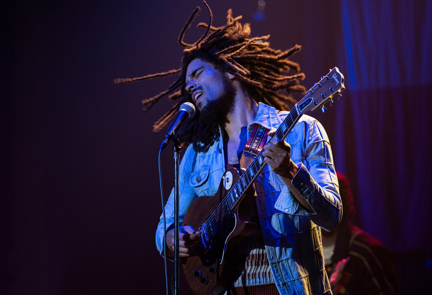 This image released by Paramount Pictures shows Kingsley Ben-Adir in &#8220;Bob Marley: One Love.&#8221; (Chiabella James/Paramount Pictures via AP)