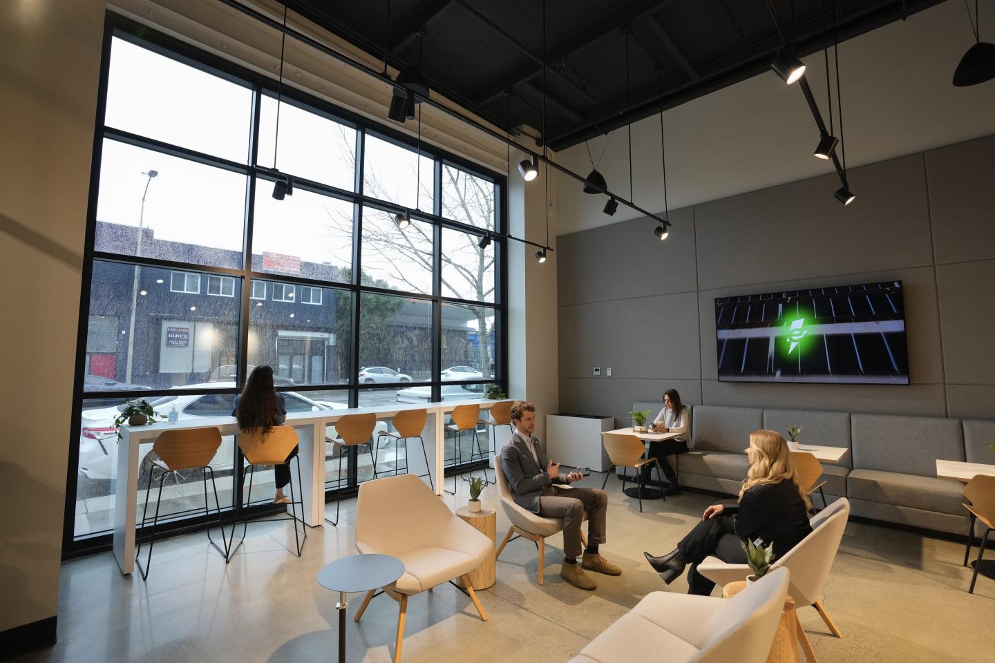 EV charging stations are turning into indoor lounges in San Francisco as companies look to prop up interest among flagging sales