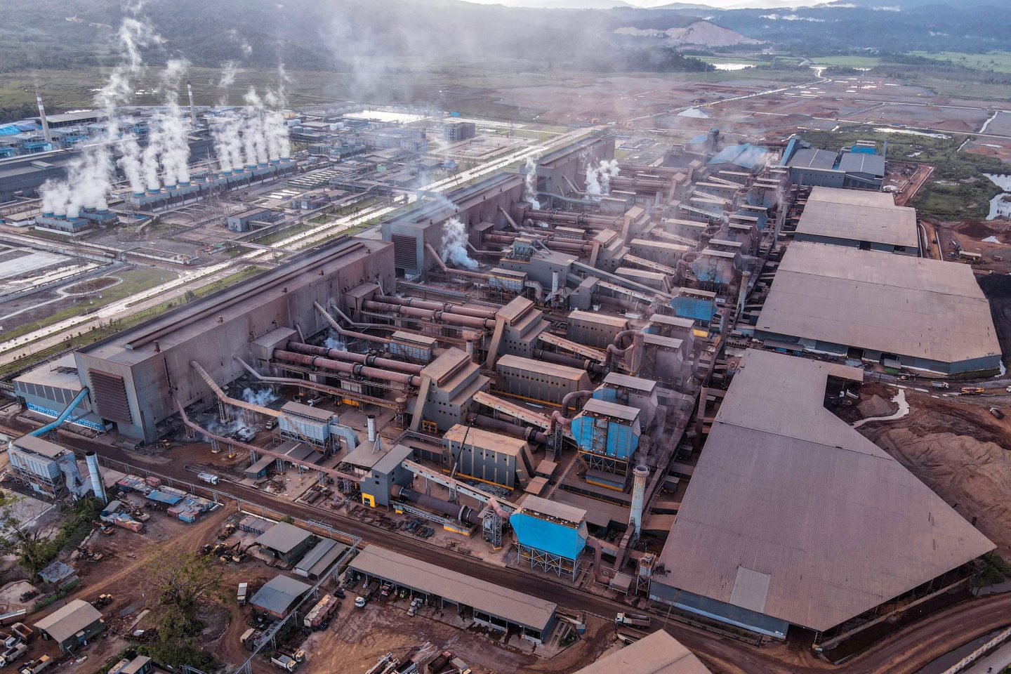 Aerial view of nickel smelter activity at Virtue Dragon Nickel Industry in Konawe, Indonesia, Sept. 21, 2022.