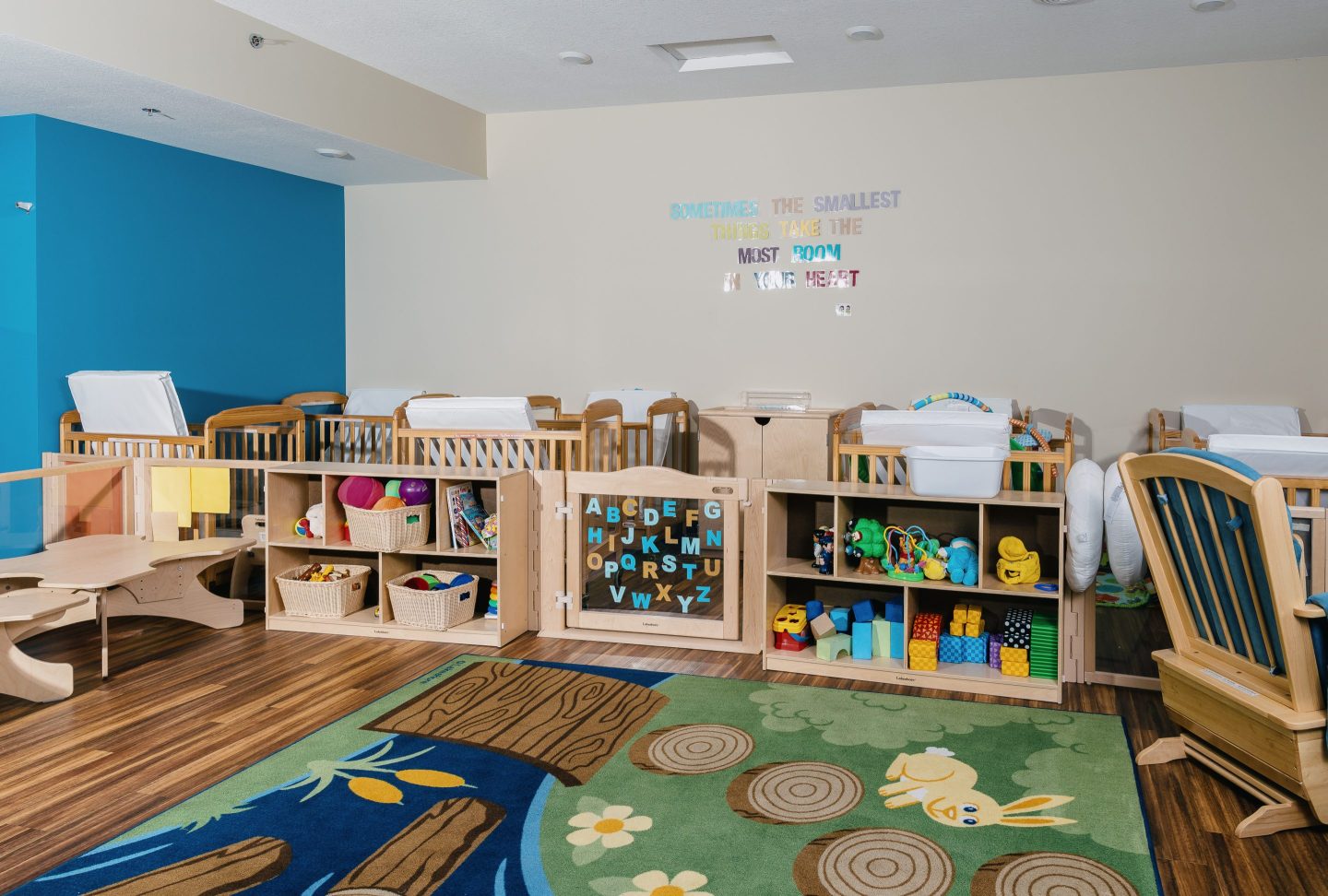 An empty classroom at the Discover Magical Moments childcare facility in Rochester, Minnesota.