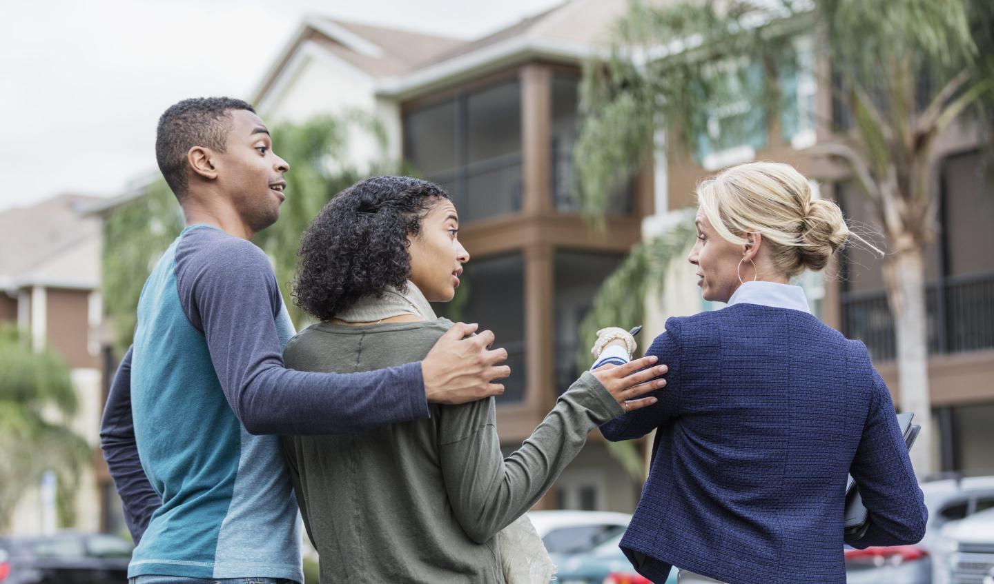 Couple looking at a condo in Florida