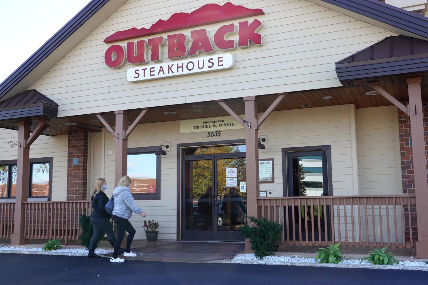 Outside view of an Outback Steakhouse in Skokie, Ill.