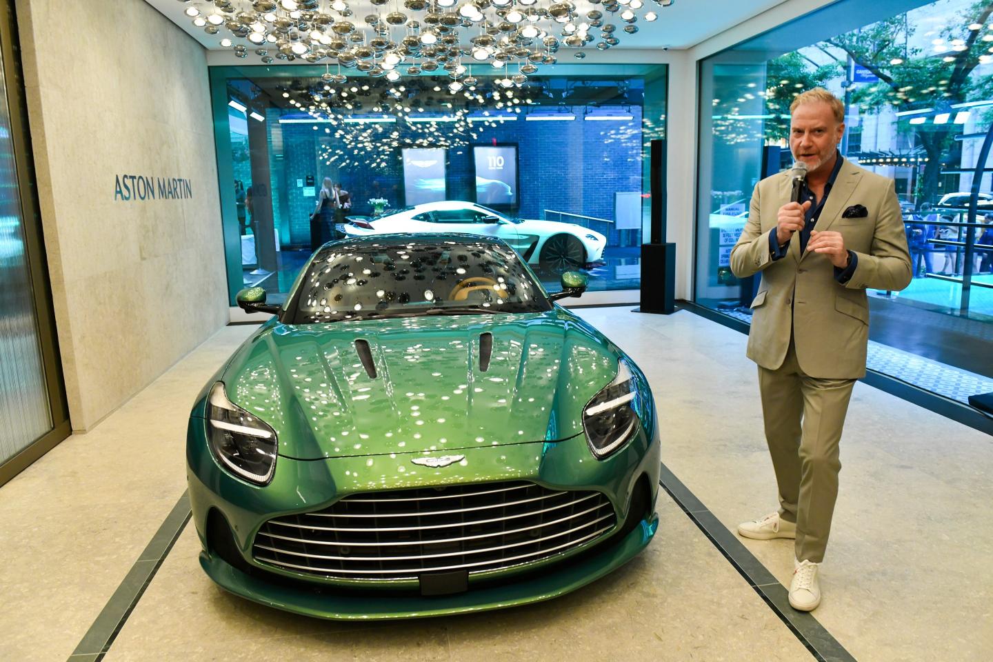 Marek Reichman, Executive VP and Chief Creative Officer at Aston Martin, speaks during the unveiling of the Aston Martin DB12 at the grand opening of Q New York, Aston Martin’s first ultra-luxury flagship on June 13, 2023 in New York City.