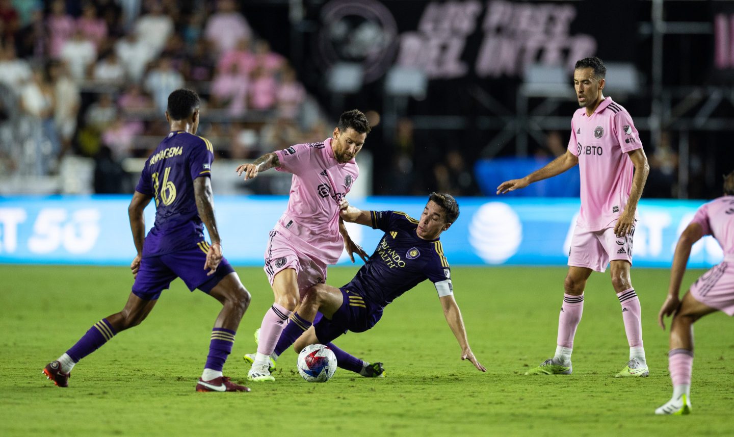 Lionel Messi playing soccer