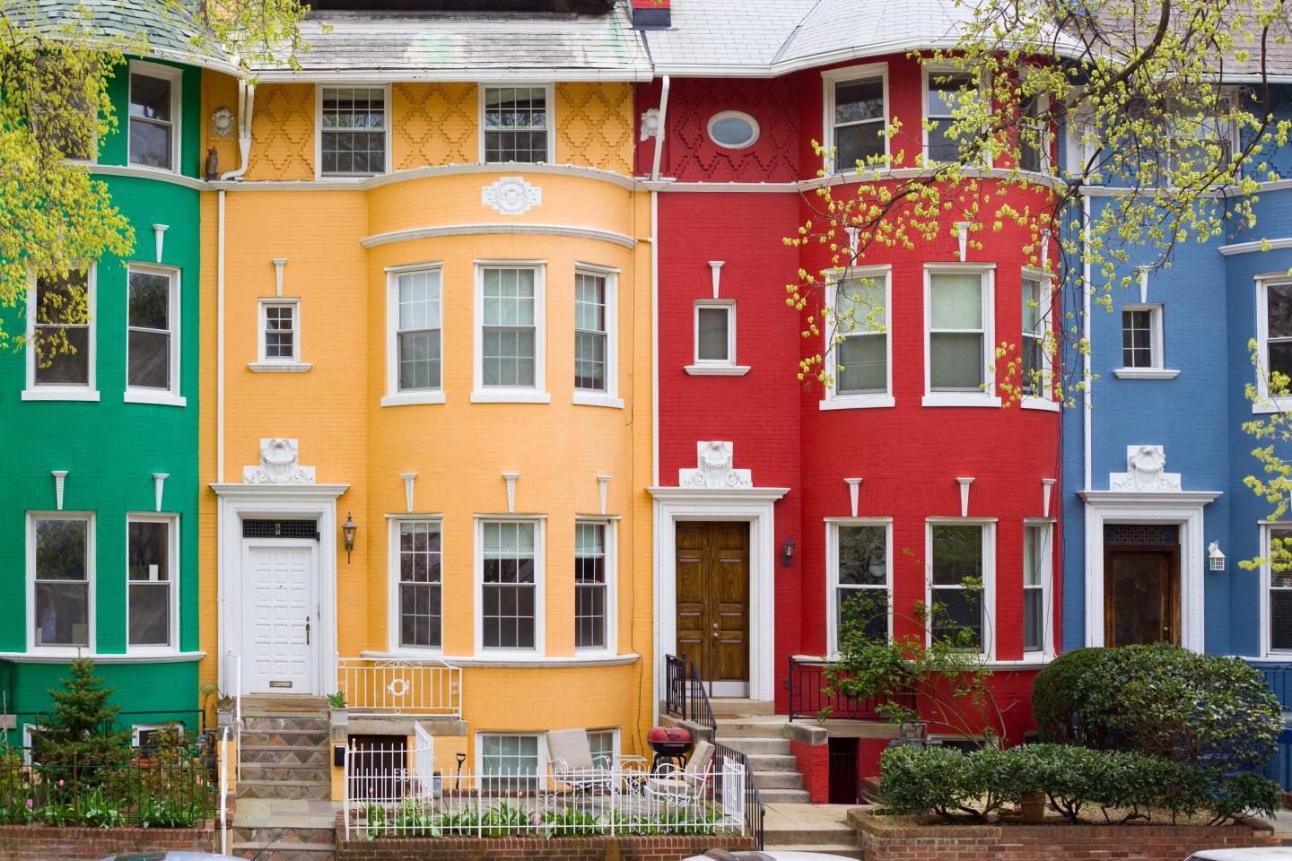 colorful row homes in dc